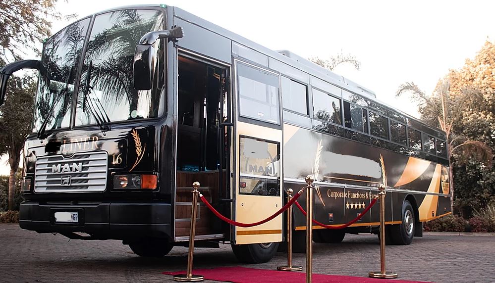 Red carpet on partybus